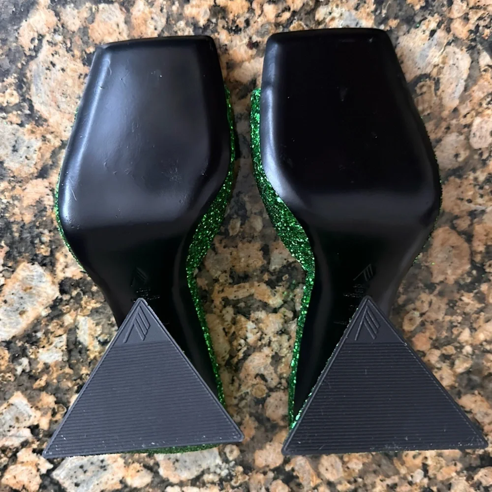 THE ATTICO Devon 115 Mule in Apple Green Glitter